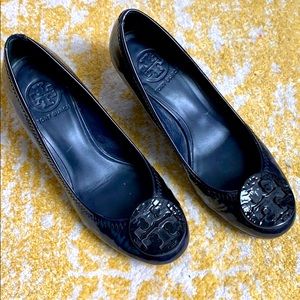 Tory Burch - Navy Patent Leather wedges
